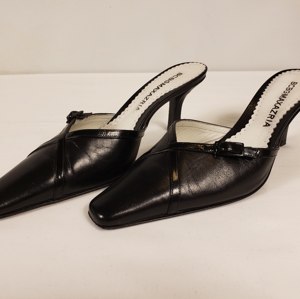BCBG leather mules.